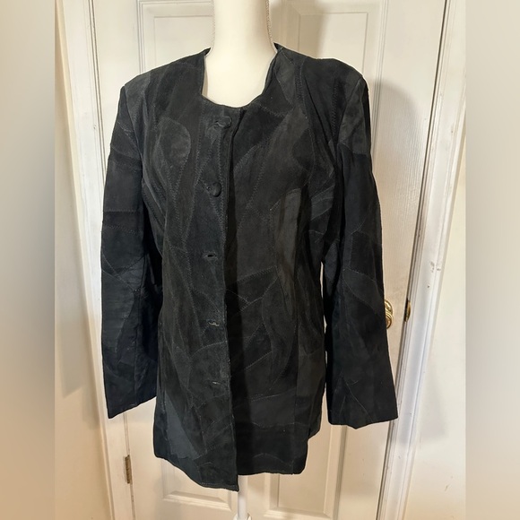 Mattina T patchwork suede leather jacket. Size 16 - Picture 1 of 7